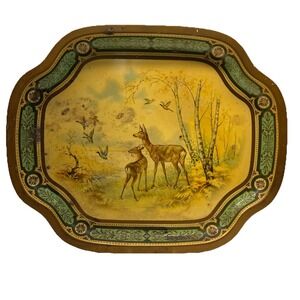 Vintage Baret Ware Game Deer Metal‎ Serving Tray Made In England Beautiful 145